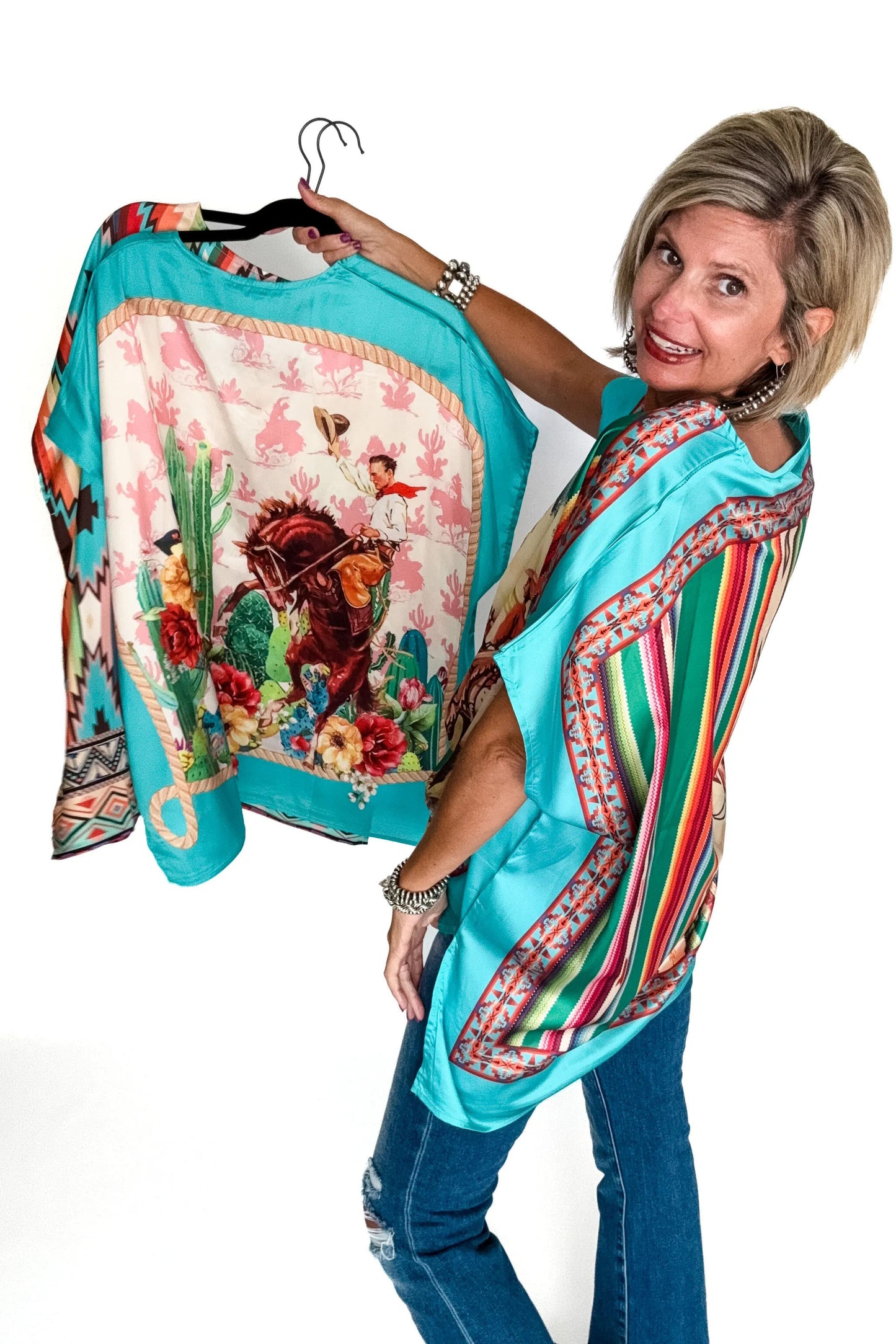 Oversized Western Ponchos Top