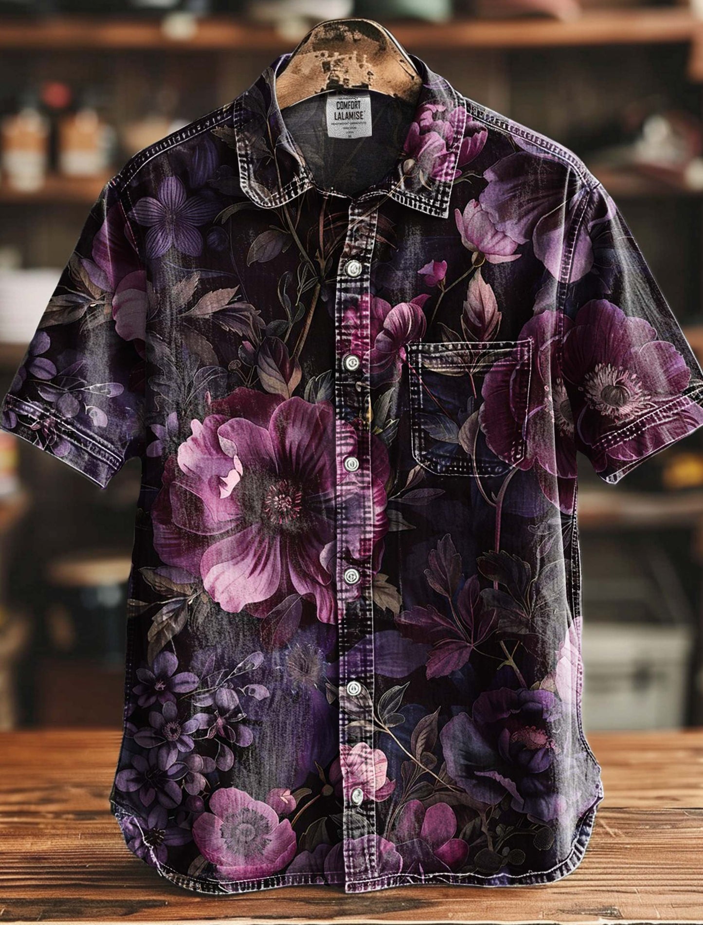 Vintage Flowers Print Casual 100% Cotton Shirt