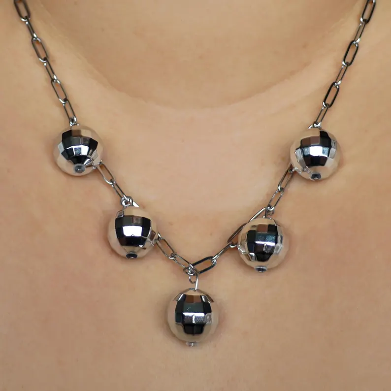 Paperclip Chain Disco Necklace