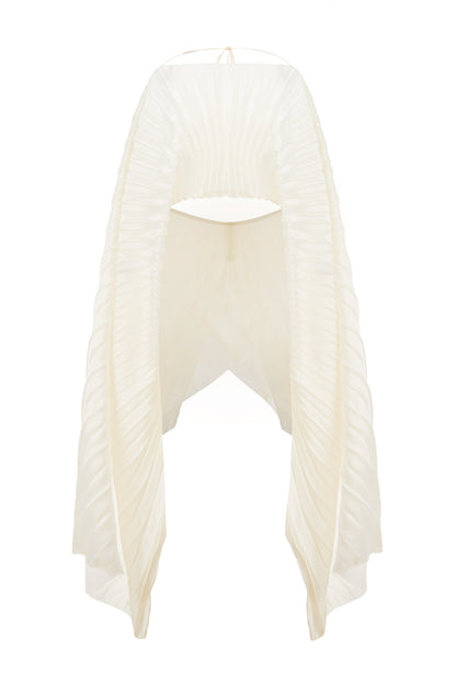 Phu Van Structured Pleated Shimmering Satin Top