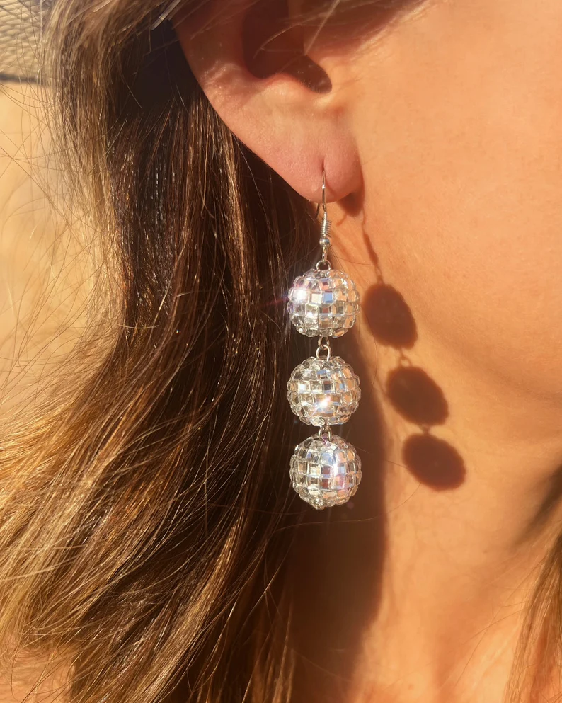 Disco Ball Dangle Earrings: Bachelorette Party Gift
