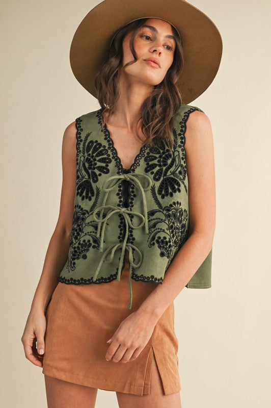 Phoebe Crochet Suede Vest