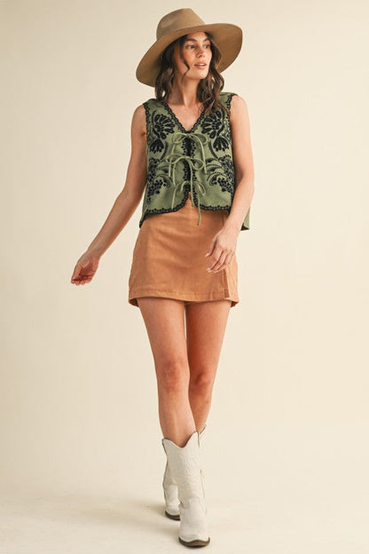 Phoebe Crochet Suede Vest