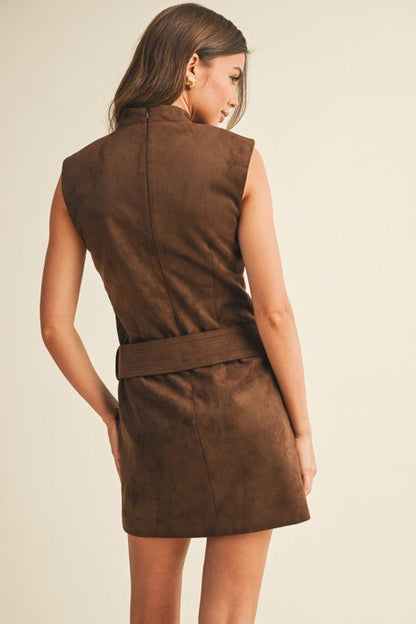 Mocha Astoria Belted Mini Dress