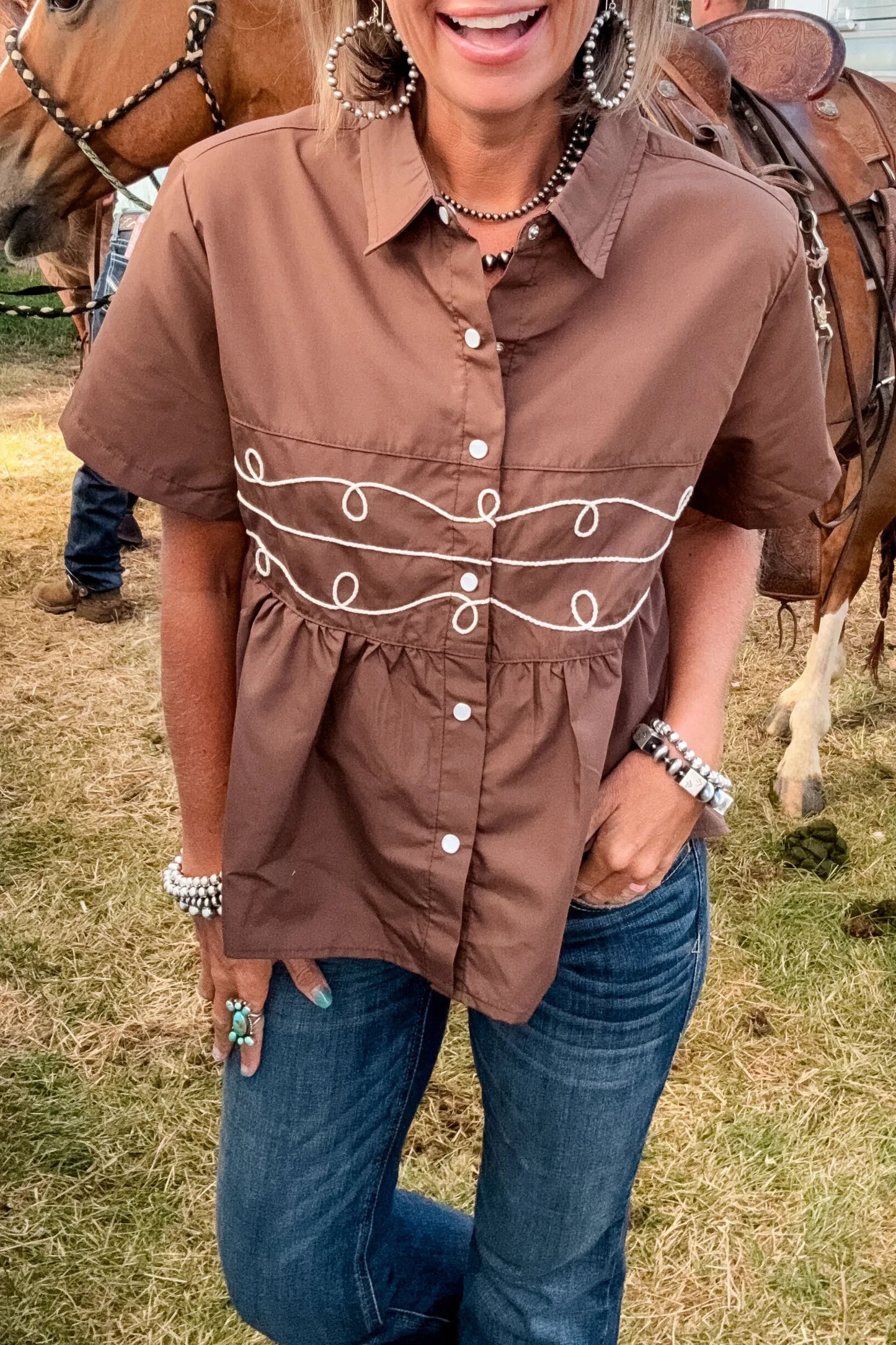 Classic Western ruffled Top