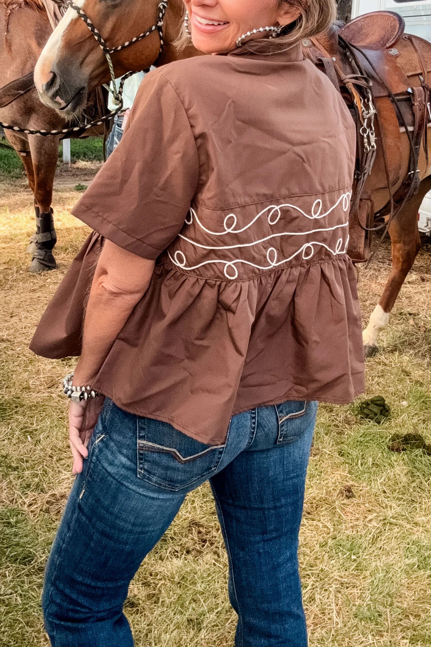 Classic Western ruffled Top