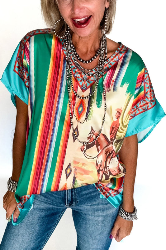 Oversized Western Ponchos Top