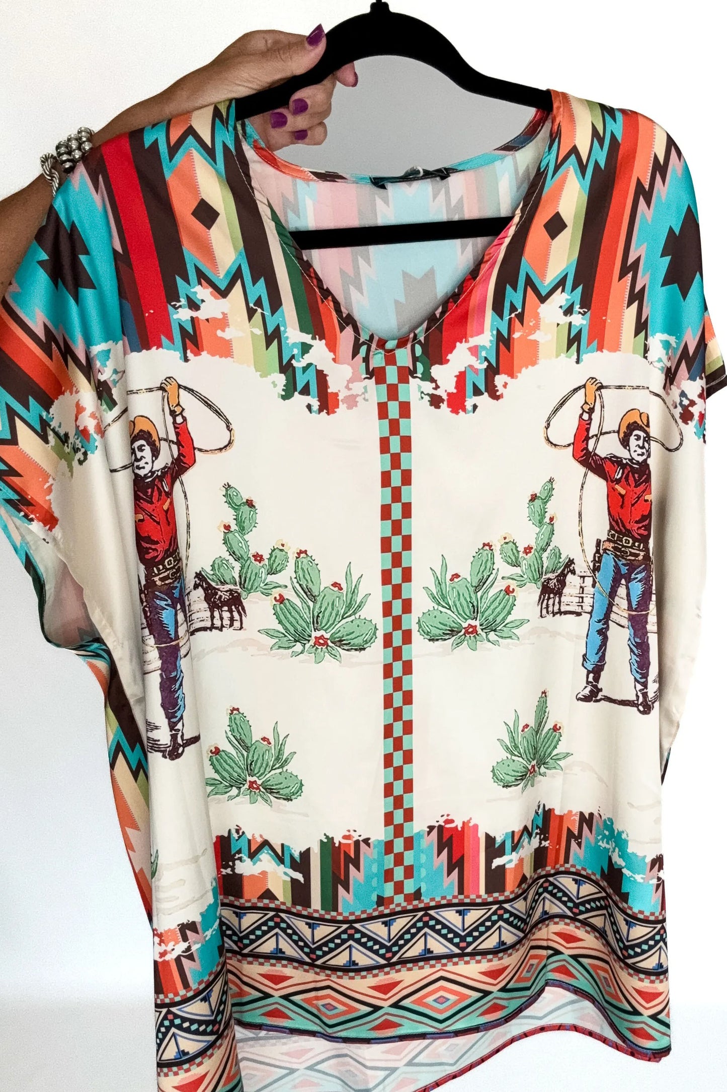 Oversized Western Ponchos Top