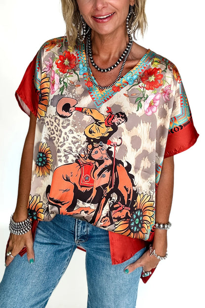 Oversized Western Ponchos Top