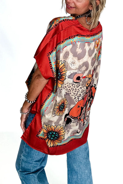 Oversized Western Ponchos Top