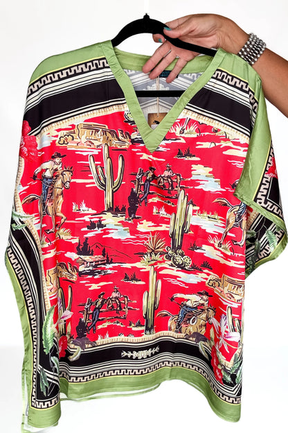 Oversized Western Ponchos Top