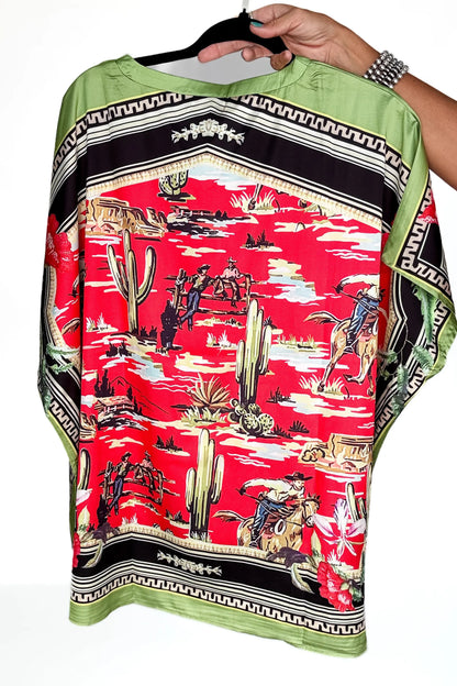 Oversized Western Ponchos Top