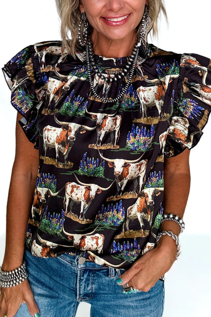 Somewhere in Texas Ruffle Sleeve Top