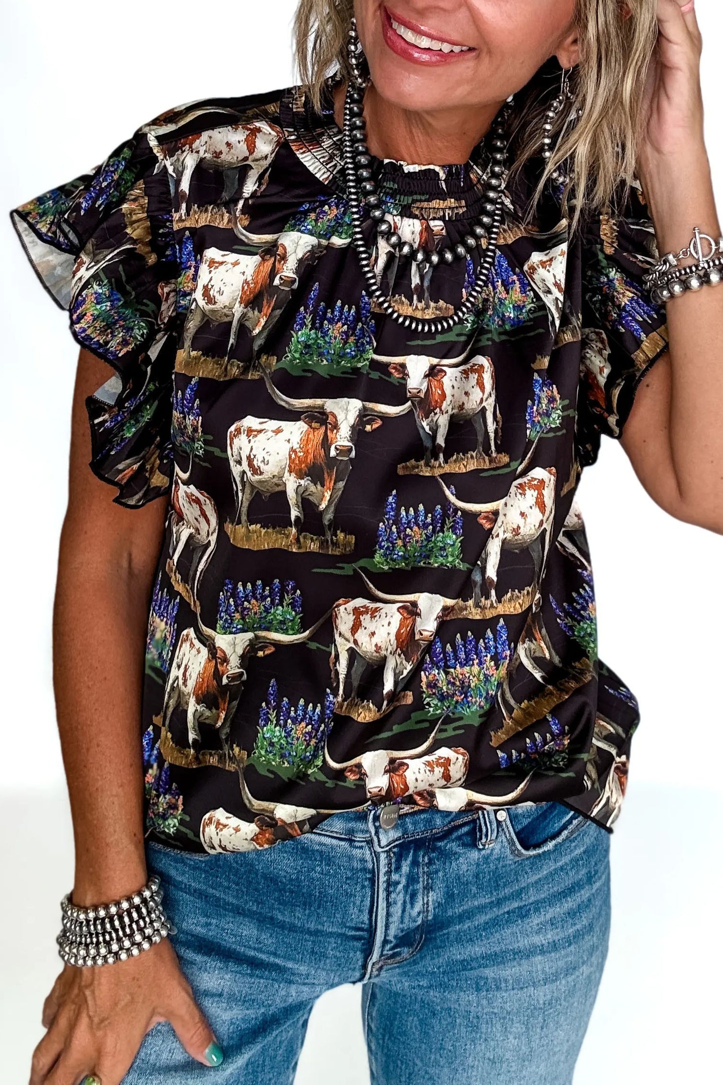 Somewhere in Texas Ruffle Sleeve Top