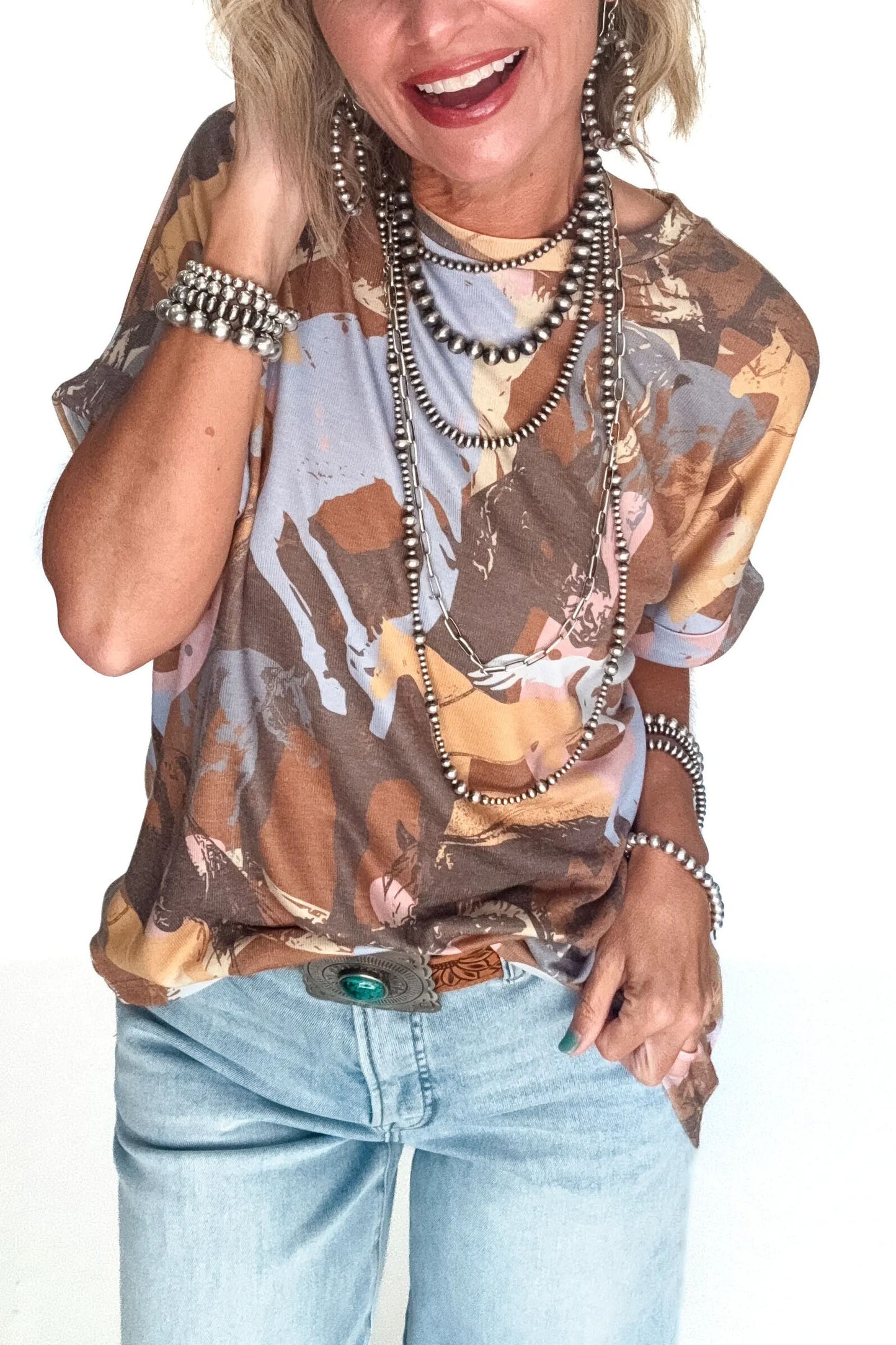 Pony Pals western Print Top