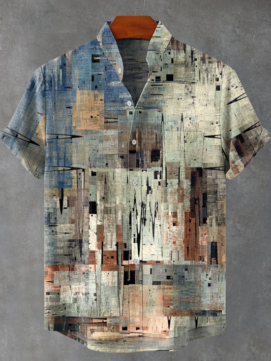 Vintage Gradient Colors and Stripes Decorative Patterns Casual 100% Cotton Shirt