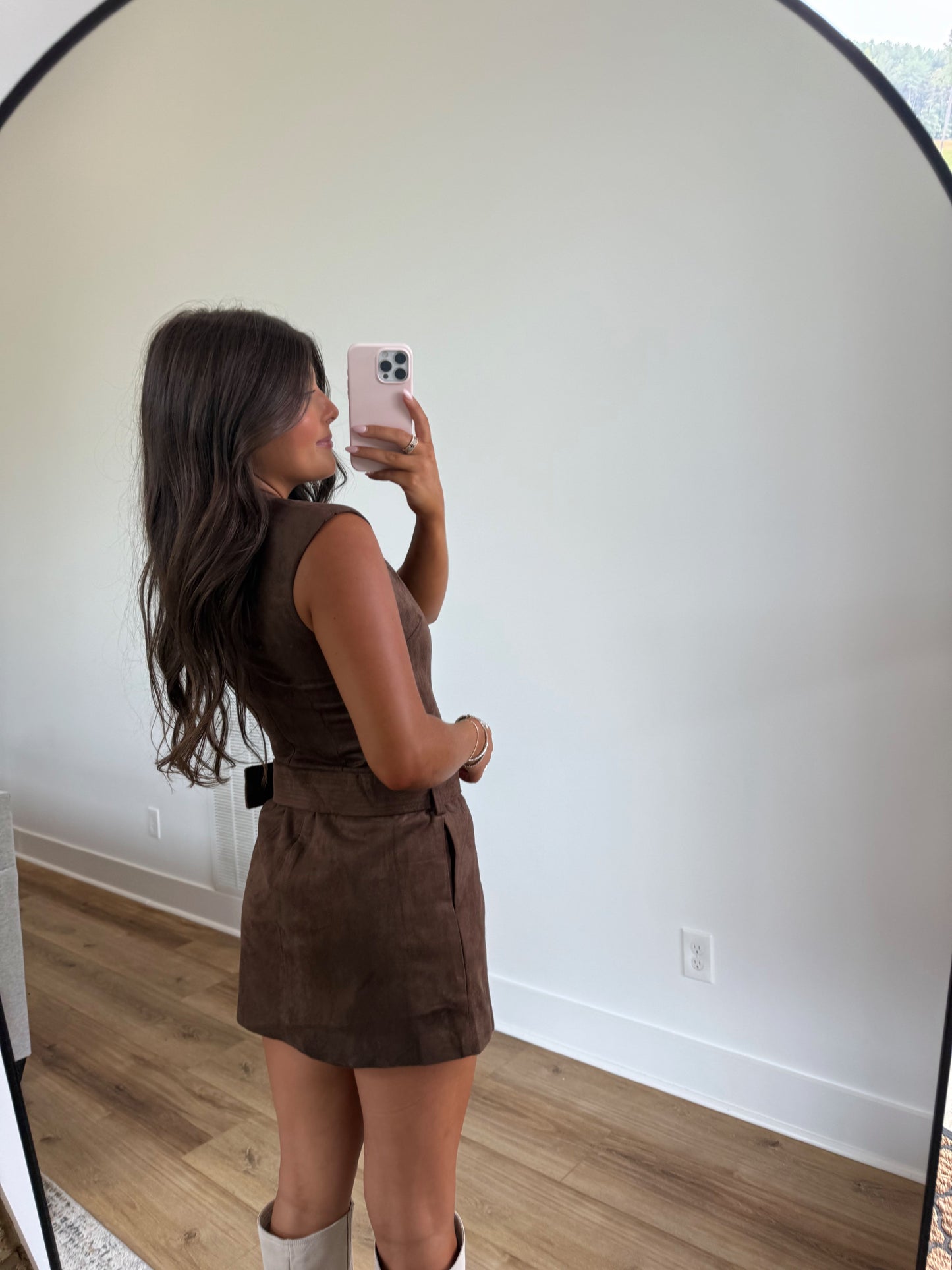 Mocha Astoria Belted Mini Dress