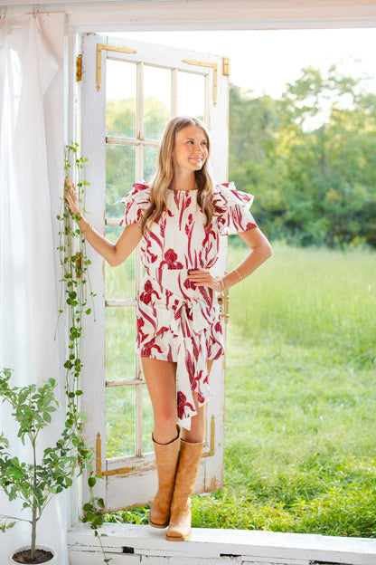 Burgundy Floral Mini Skirt Set
