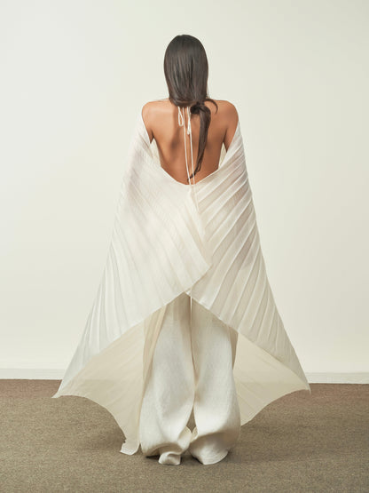 Phu Van Structured Pleated Shimmering Satin Top