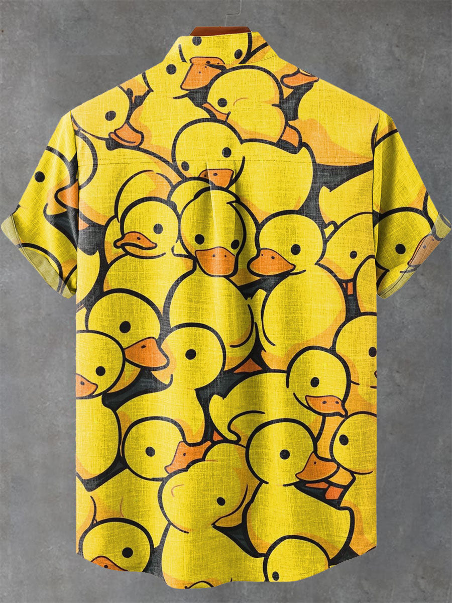 Little Yellow Duck Decorative Pattern Casual 100% Cotton Shirt