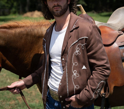 Bolero Men's Jacket Walnut and White