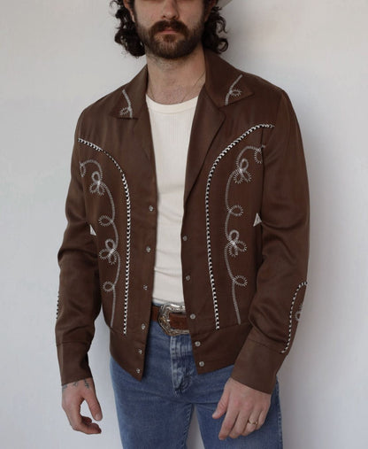 Bolero Men's Jacket Walnut and White